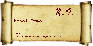 Mohai Irma névjegykártya